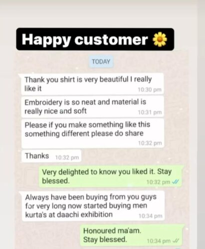 Anothe Satisfie customer feeback embroidered material