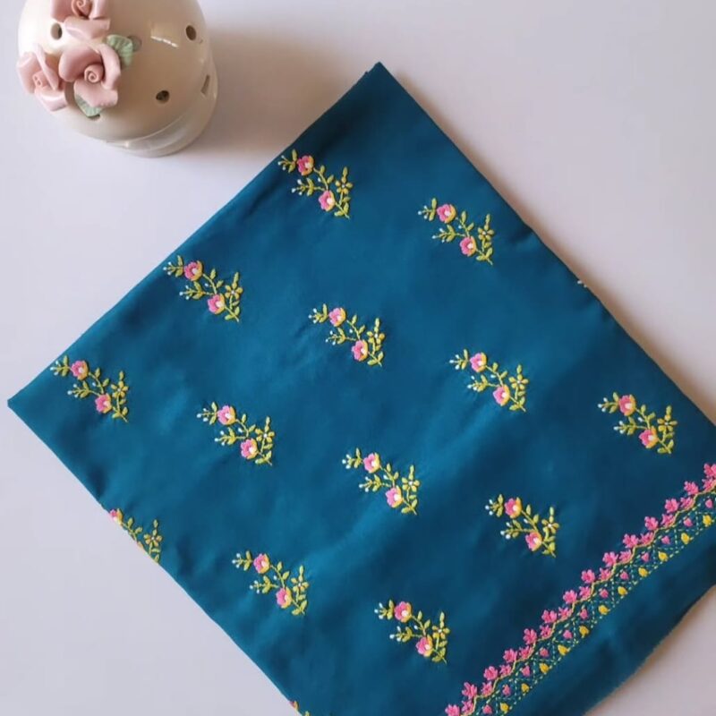 Dreamy Dark Teal Ensemble Breezy Fabric with Delicate Flora & Fauna Embroidery Soft Lawn - Unstitched - 2 Piece