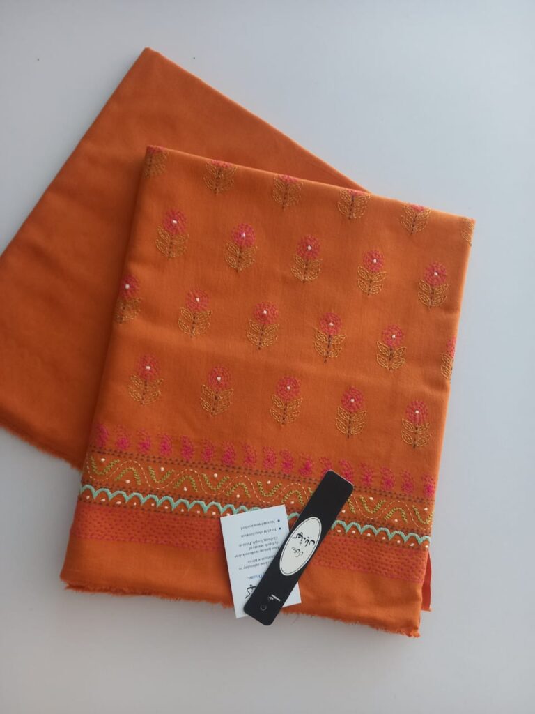 Sizzling Burnished Orange Ensemble Winter Hand-Embroidered - Unstiched - 2 Piece
