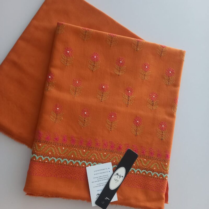 Sizzling Burnished Orange Ensemble Winter Hand-Embroidered - Unstiched - 2 Piece