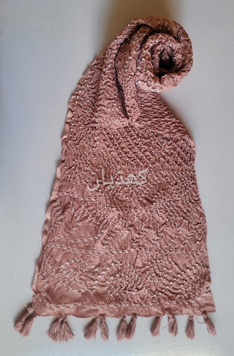 Hand Knotted Chunri Dupatta Cinnamon Colour Pure Lawn Grace KD00003