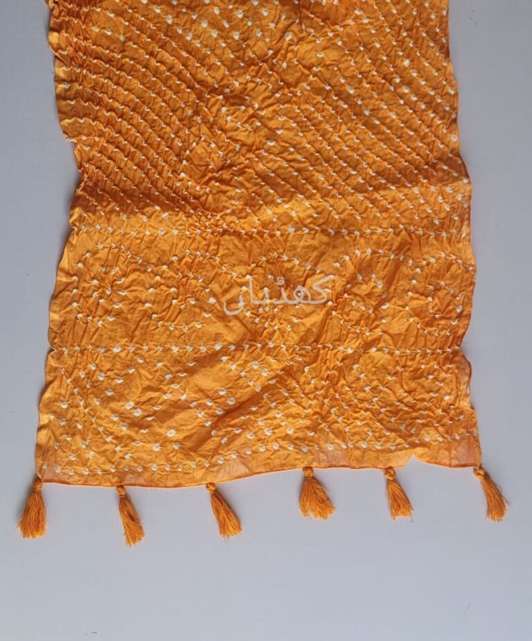hand-knotted-chunri-stole-orange-colour-pure-lawn-grace-kd00004