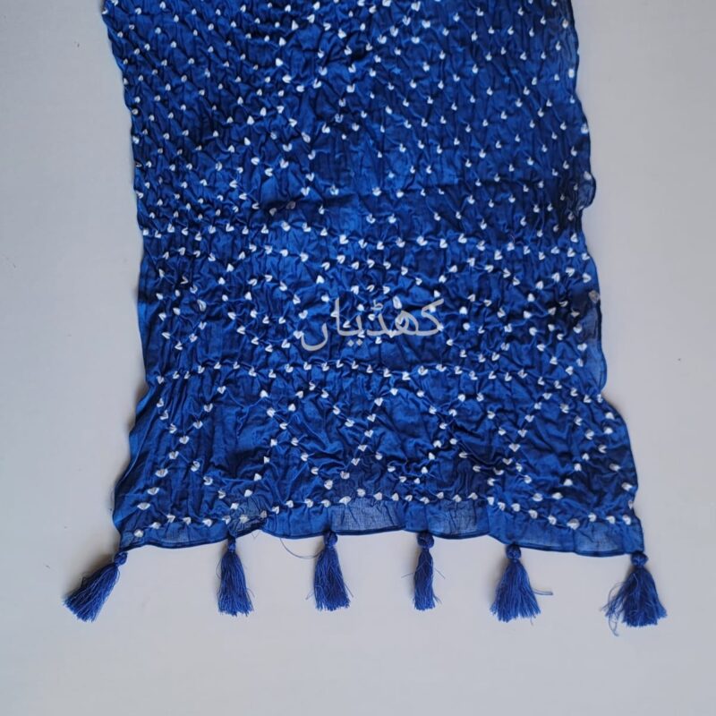 Hand Knotted Chunri Stole - Royal Blue Colour - Pure Lawn Charm