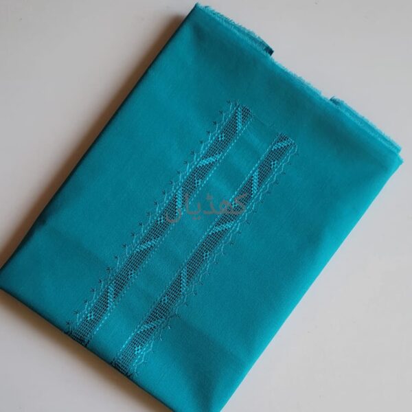 Turquoise-Pure-Cotton-Dress-Material-with-Tarkashi-Neckline-Rohi-Khaddian-656565