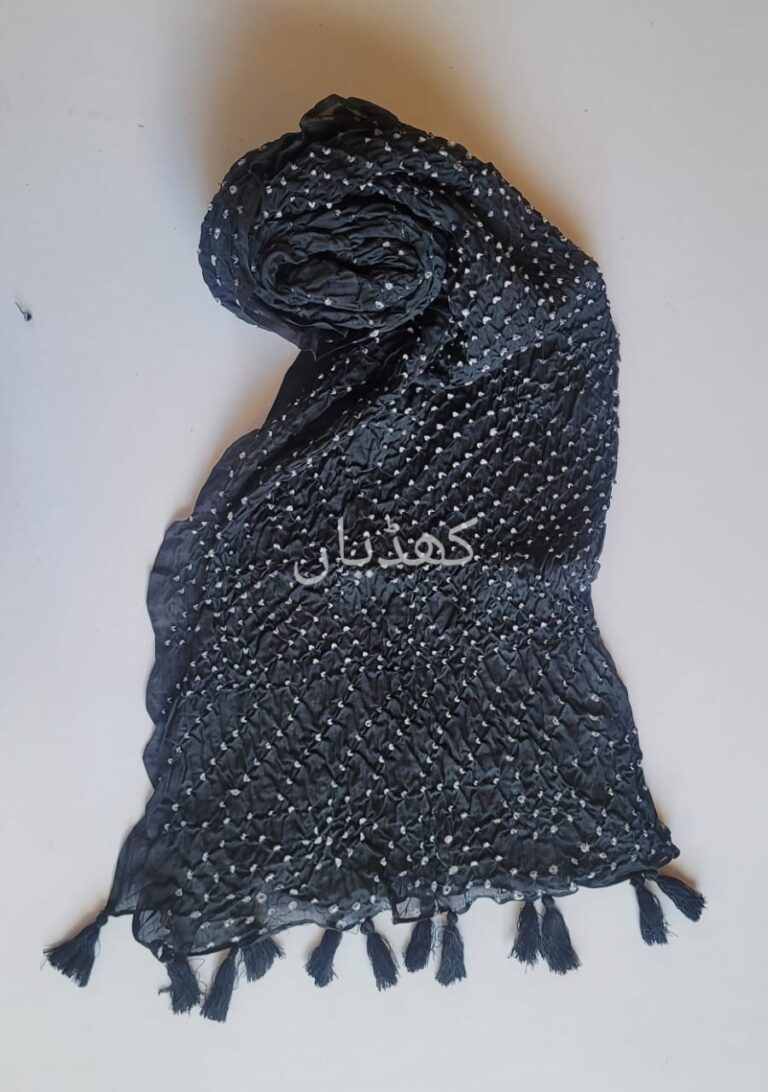 black-hand-knotted-chunri-dupatta-pure-lawn-rohi-khaddian-Pakistan