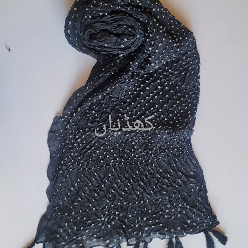 black-hand-knotted-chunri-dupatta-pure-lawn-rohi-khaddian-Pakistan