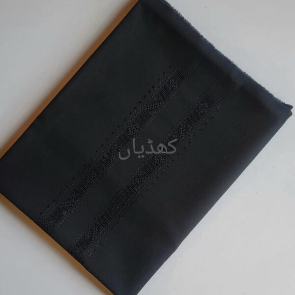 Elegant Black Kurta Tarkashi Pure Soft Cotton Fabric Minimalist Ethnic Wear Unstitched