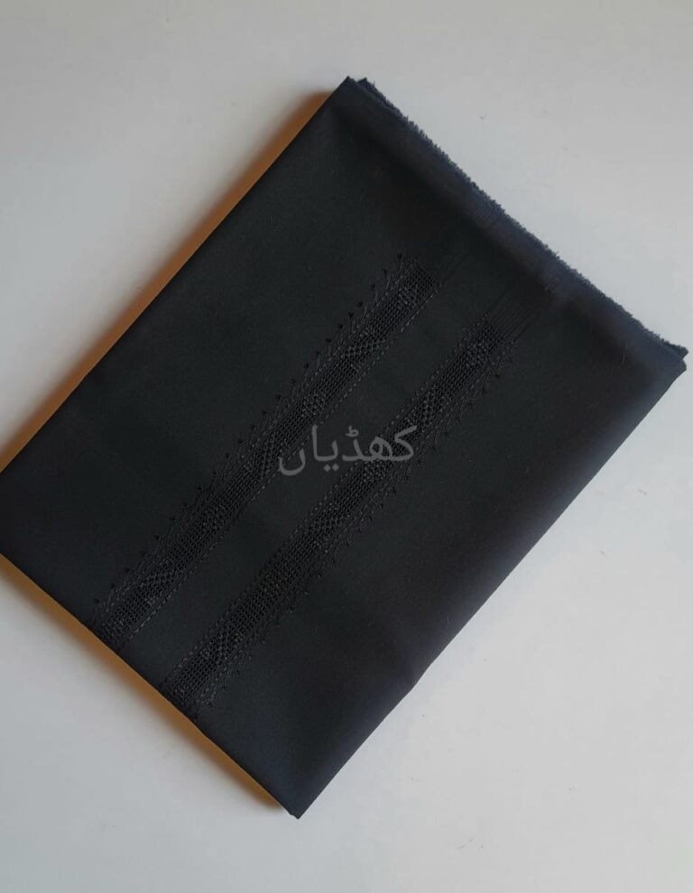 Elegant Black Kurta Tarkashi Pure Soft Cotton Fabric Minimalist Ethnic Wear Unstitched