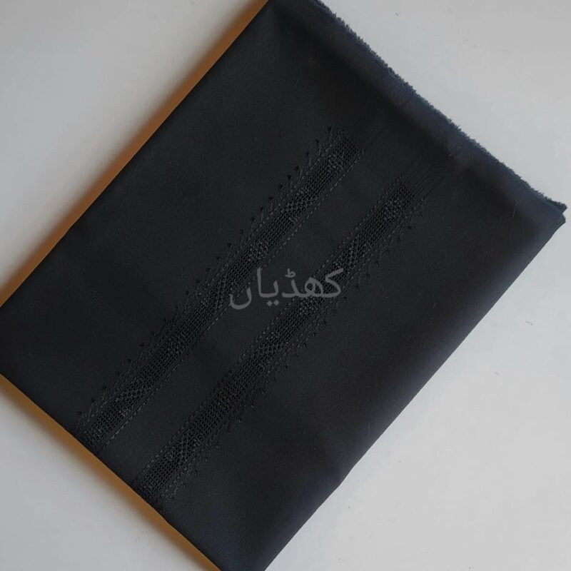 Elegant Black Kurta Tarkashi Pure Soft Cotton Fabric Minimalist Ethnic Wear Unstitched