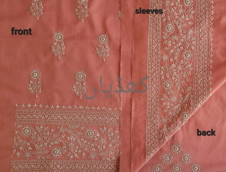 burnished-peach-lawn-2-piece-unstitched-suit-hand-embroidered-shirt-trouser-front-back-rk00039
