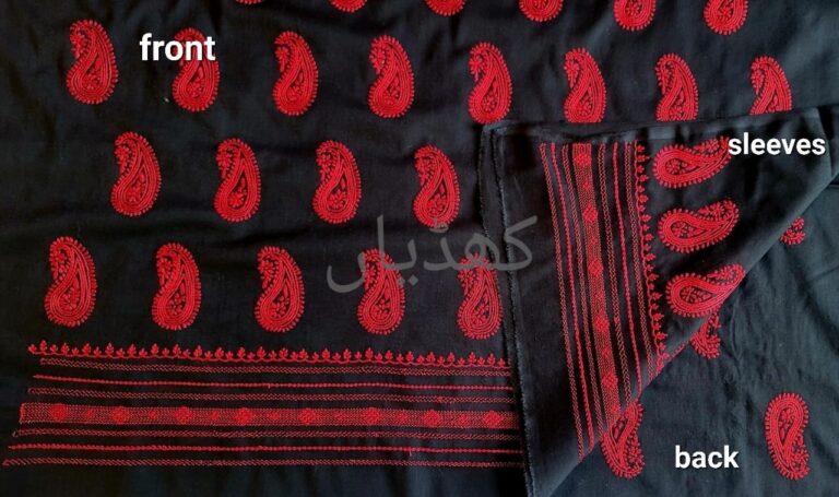 Midnight Black Lawn 2-Piece Unstitched Suit – Hand Embroidered with Scarlet Motifs & Tarkashi Detailing | Pure Lawn Fabric - Image 2