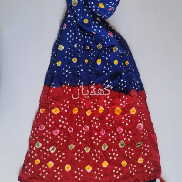 multicolored-hand-knotted-chunri-dupatta-pure-lawn-Khaddian-Pakistan