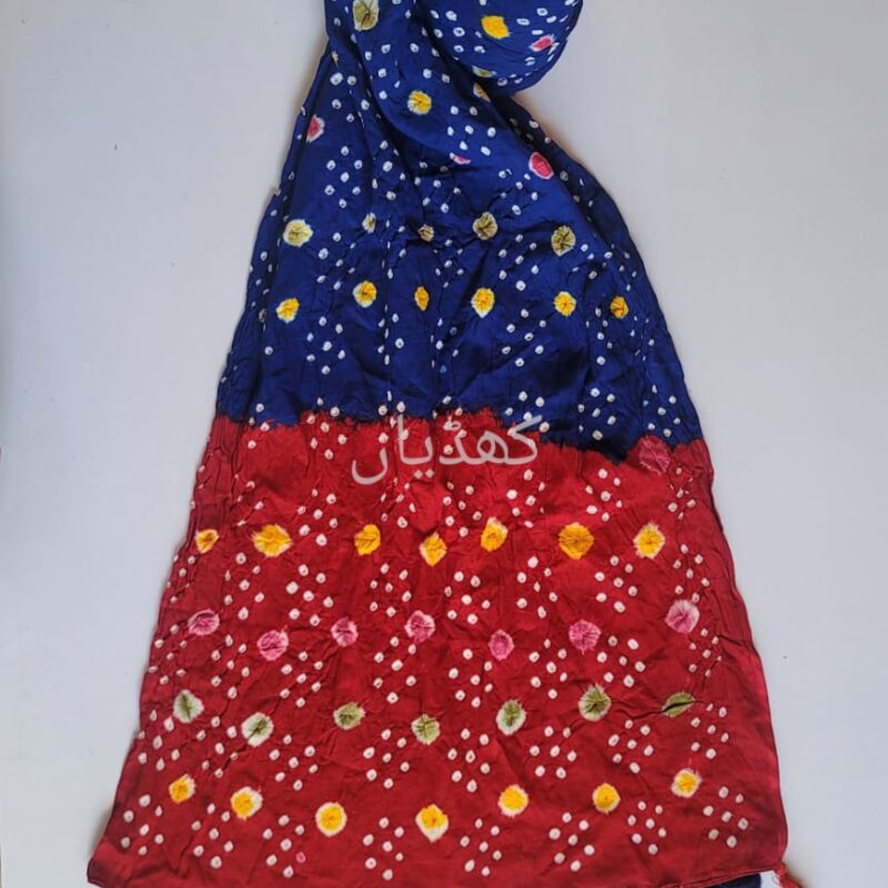 multicolored-hand-knotted-chunri-dupatta-pure-lawn-Khaddian-Pakistan