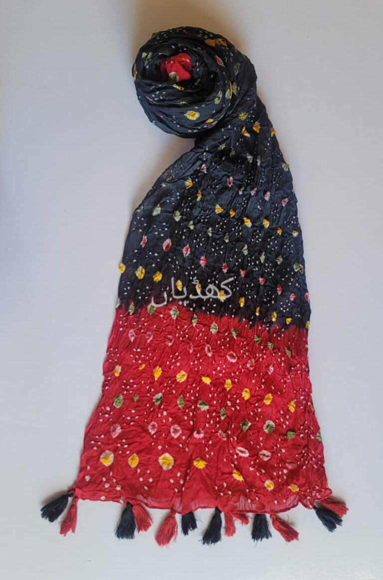 multicolored-hand-knotted-chunri-dupatta-pure-lawn-kd00013-Bahawalpur Pakistan