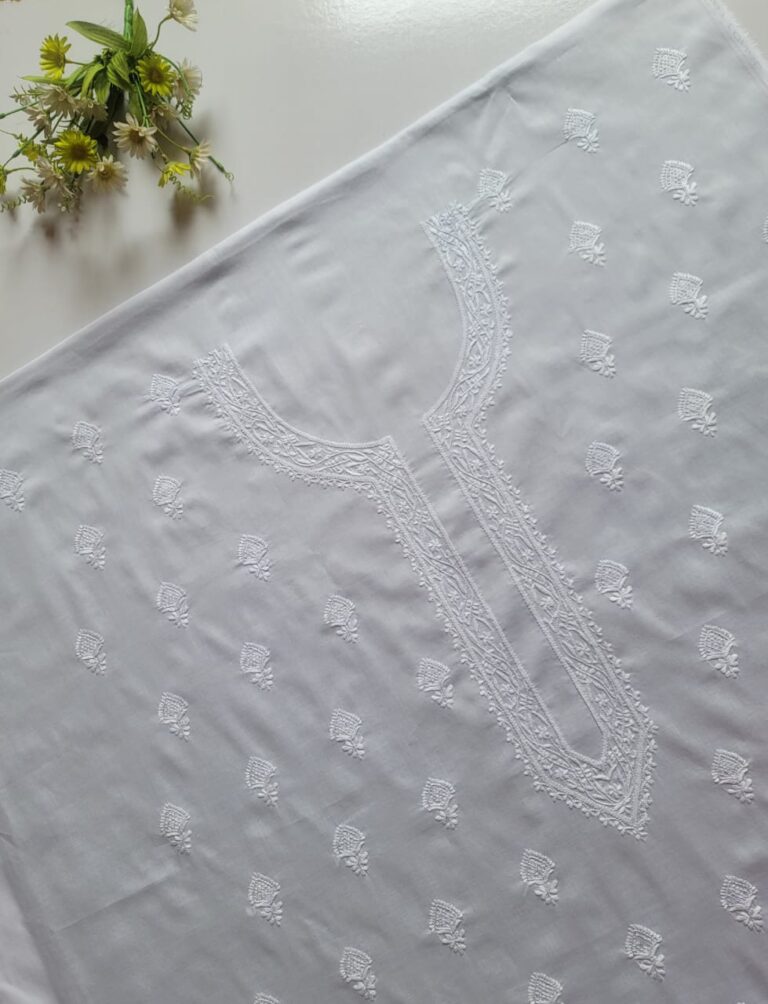 unstitched-hand-embroidered-white-lawn-shirt-dyeable-KS00012-khaddian-Pakistan