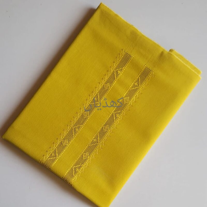 yellow-kurta-pure-cotton-kurta-fabric-tarkashi-neckline