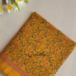 Ochre-yellow-hand-embroidered-unstitched-lawn-shirt-Pakistan
