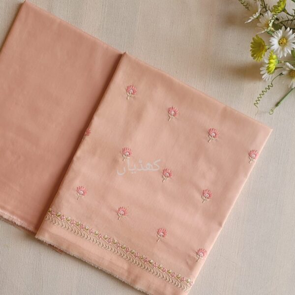 peach-pink-2-piece-lawn-suit-unstitched-hand-embroidered-shirt-trouser-summer-collection-Roh-Khaddian-RK00062