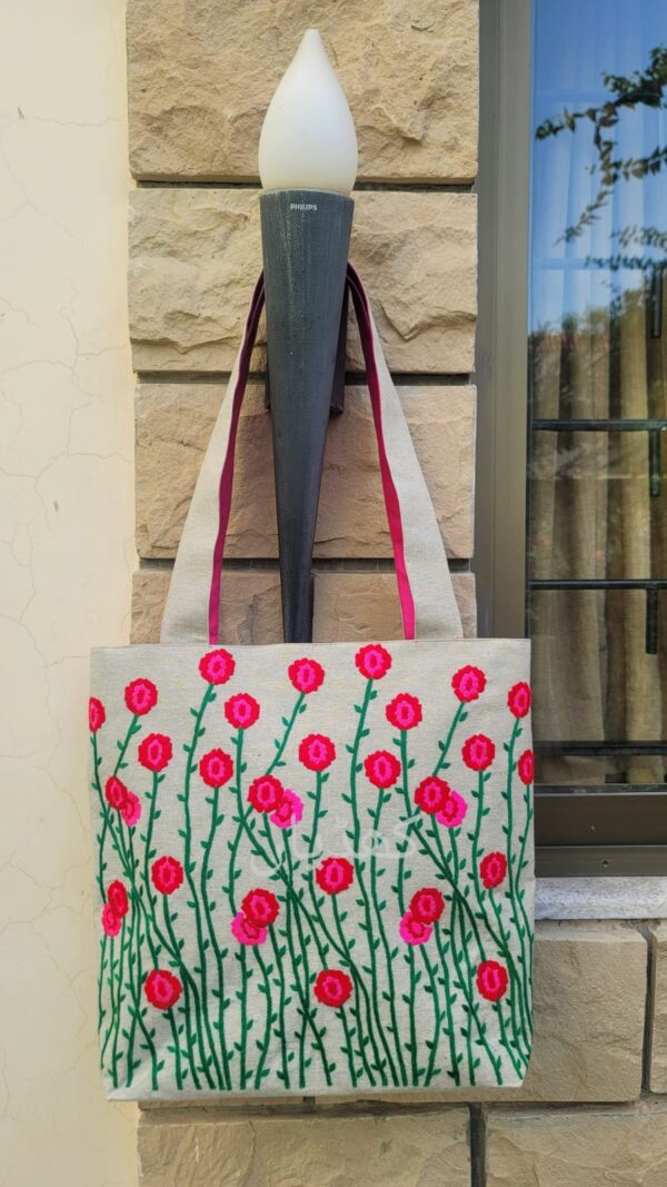 Spring Break Tote Bag – Handcrafted Floral Tote Artistic Bag from Pakistan