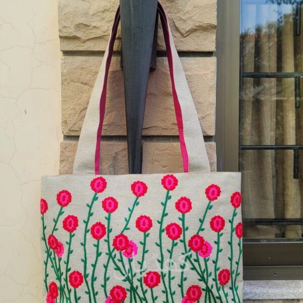 Spring Break Tote Bag – Handcrafted Floral Tote Artistic Bag from Pakistan