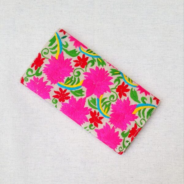 Fuchsia Garland Handcrafted Embroidered Wallet for Women | Artistic Handmade Wallet in Pakistan