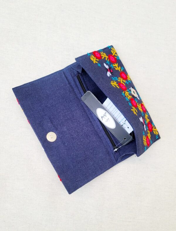 Midnight Garden Hand Embroidered Wallet for Women | Elegant Handmade Wallet from Pakistan - Image 2