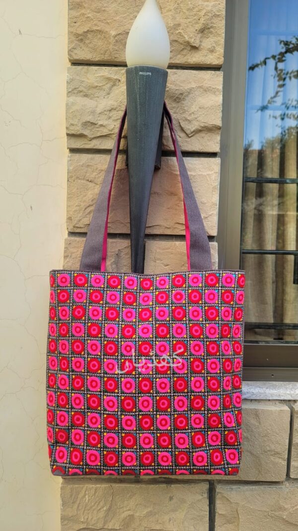 Pink Blooms Tote Bag for Women Hand Embroidered Artisan Made Tote Bag in Pakistan