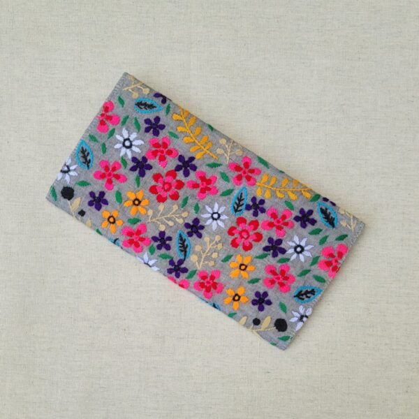 Summer Blossom Hand Embroidered Wallet Elegant Handmade Floral Wallet from Pakistan