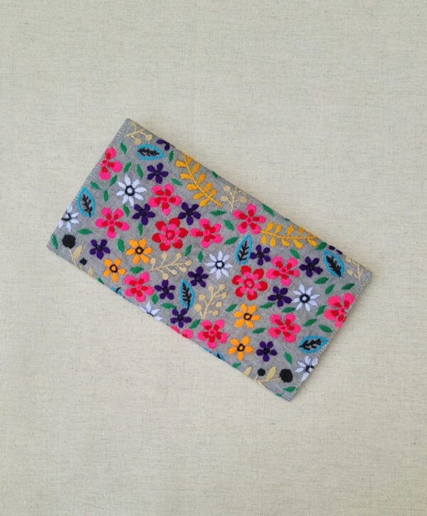 Summer Blossom Hand Embroidered Wallet Elegant Handmade Floral Wallet from Pakistan