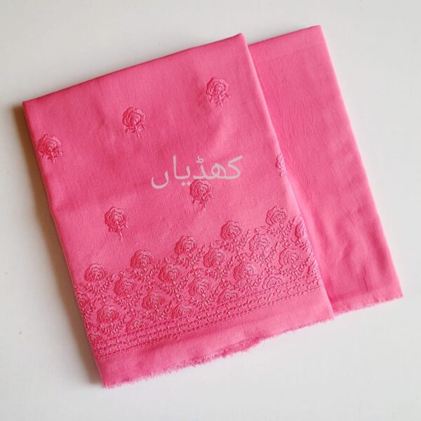 Candy Pink Hand Embroidered Winter Ensemble for Women