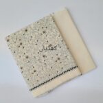 Creamy Ivory Hand Embroidered Winter Ensemble in Inky Black and Faded Peach Shades