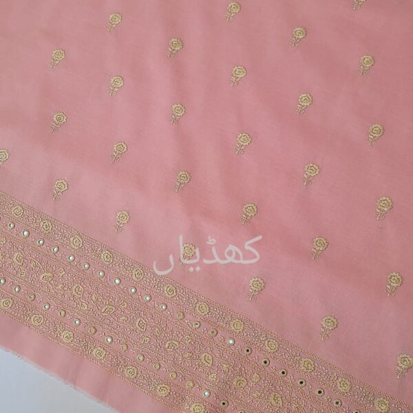 Pale Pink Aurora Hand Embroidered Unstitched Two Piece for Women in Pakistan Soft Cotton Cambric Outfit