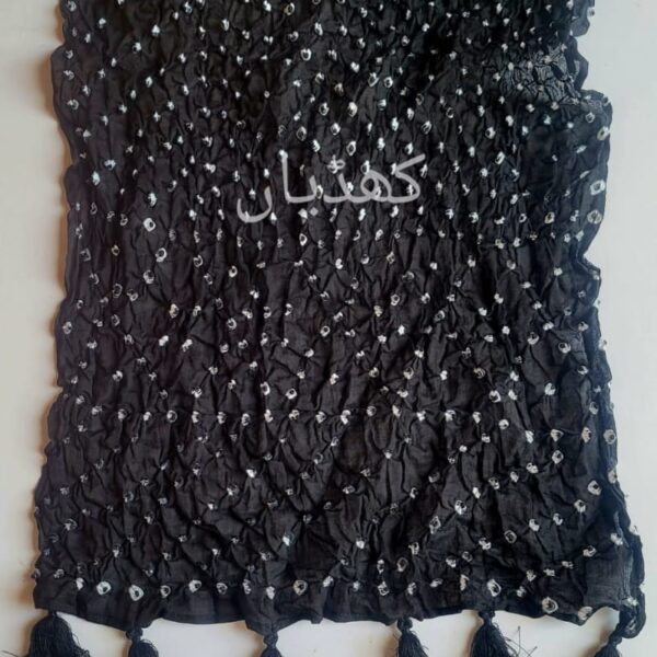 black-chunri-stole-tassels-pure-lawn-women-pakistan