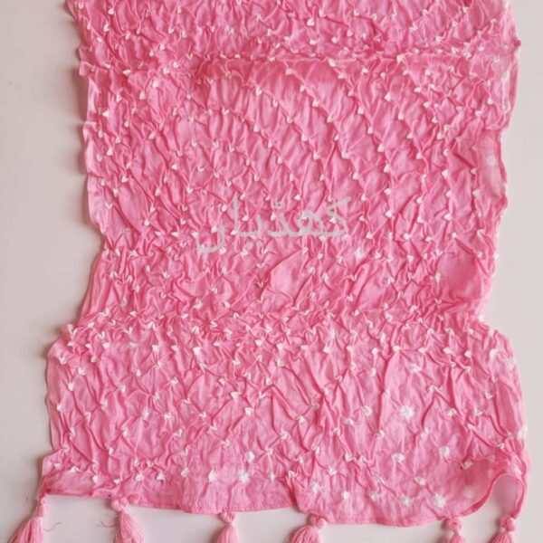 Hand Knotted Chunri Stole Cand pink Colour