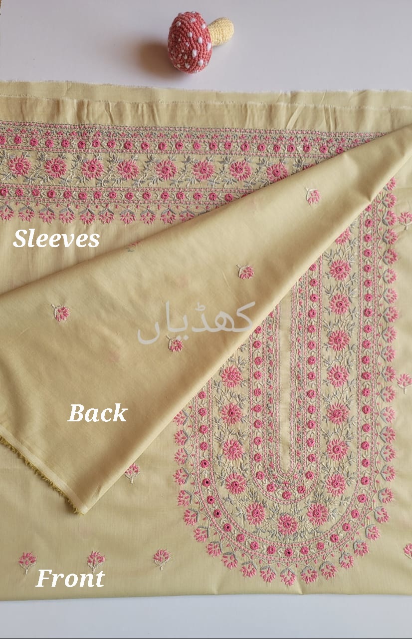 Light Pistachio Green Embroidered Lawn Suit Pakistan Unstitched Shirt Trouser Traditional