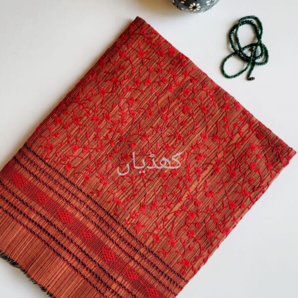 Russet base Hand Embroidered Cotton Shirt Fabric Pakistan Summer Unstitched
