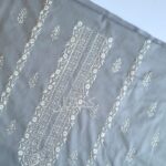 Dove Grey Hand Embroidered 2 Piece Lawn Suit Unstitched Pakistan Elegant Summer Dress Pure Lawn