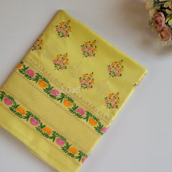 Apple Green hand embroidered pure lawn unstitched 2 piece dress for women in Pakistan