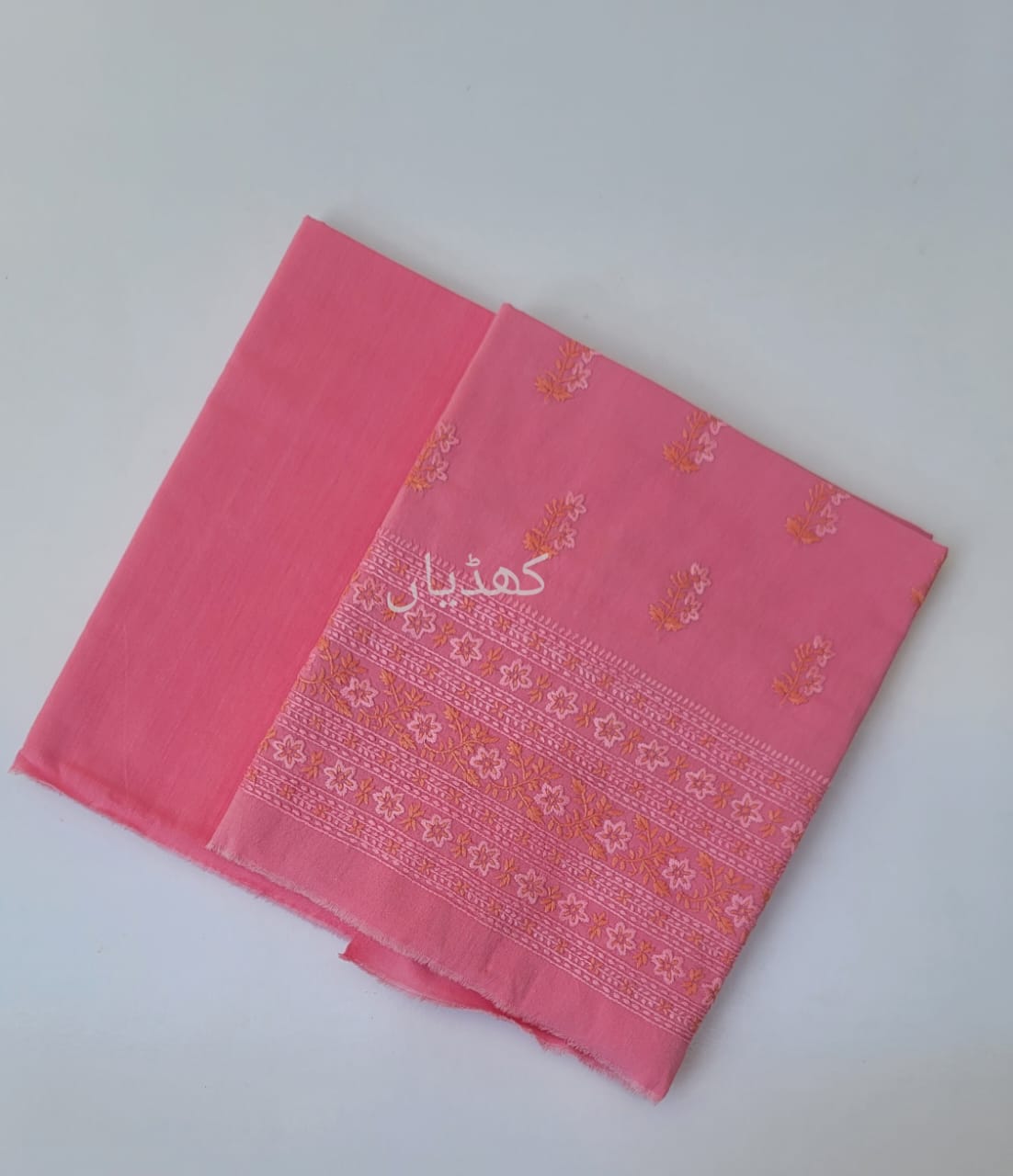 Rohi Ki Khaddian Candy Pink Hand Embroidered Hand Woven Cotton 2 Piece Unstitched Suit Pakistan