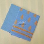 Sky Blue hand embroidered hand woven cotton two piece unstitched suit with Tarkashi detailing for winter Pakistan