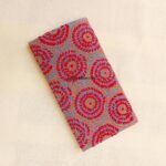 Charcoal Grey Hand Embroidered Wallet Rani Pink & Mustard-Gold with Magnetic Button Pakistan