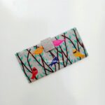 Hand Embroidered Bird Wallet in Light Grey Women Pakistan