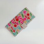 Spring Artwork Wallet with colorful hand embroidery on Light Grey base